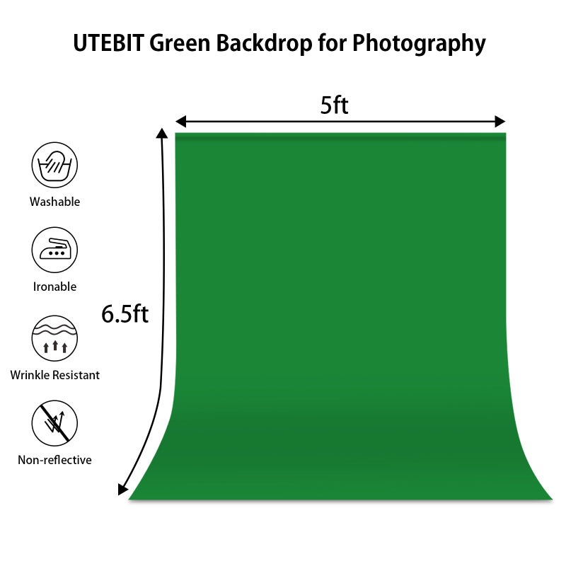 UTEBIT 5x6.5ft Green Screen Backdrop, Photography Backdrop Chroma Key Small Greenscreen Sheet Background for Streaming, Zoom Meeting, PS Keying, Video Creation, Studio Portrait Shoots (Backdrop Only) - Image 4